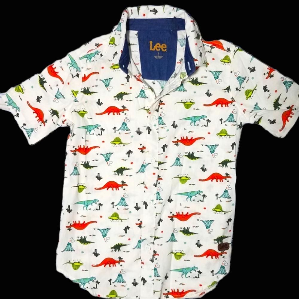 Lee Boys Dinosaur Short Sleeved button down shirt